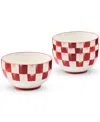 Mackenzie-childs Cherry Check Breakfast Bowls, Set Of 4 In Red