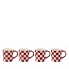 Mackenzie-childs Cherry Check Mugs, Set Of 4 In White