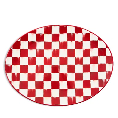 Mackenzie-childs Cherry Check Serving Platter In Red