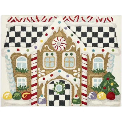 Mackenzie-childs Mackenzie Childs Christmas Gingerbread House Indoor Rug In White