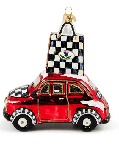 Mackenzie-childs Christmas Shopping Car Ornament In Multi