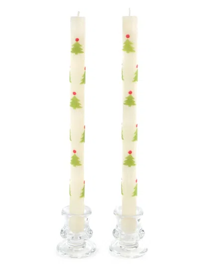 Mackenzie-childs Christmas Tree Dinner Candles In Set Of 2