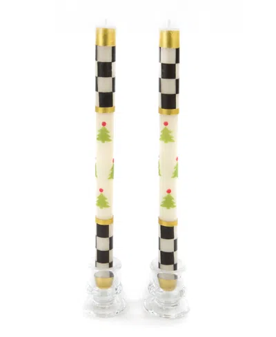 Mackenzie-childs Christmas Tree Dinner Candles, Set Of 2 In Multi