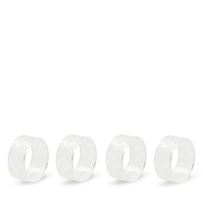 Mackenzie-childs Clear Check Napkin Rings, Set Of 4 In White