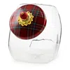 Mackenzie-childs Cookie Jar With Black Tartan Lid In Red