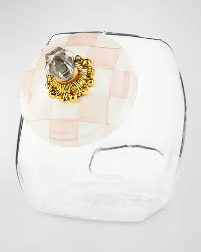MACKENZIE-CHILDS COOKIE JAR WITH ROSY CHECK ENAMEL LID