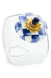 Mackenzie-childs Glass Cookie Jar With Royal Check Lid