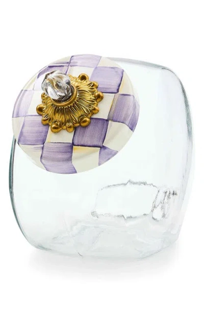 Mackenzie-childs Mackenzie Childs Cookie Jar With Violet Check Lid In Multi