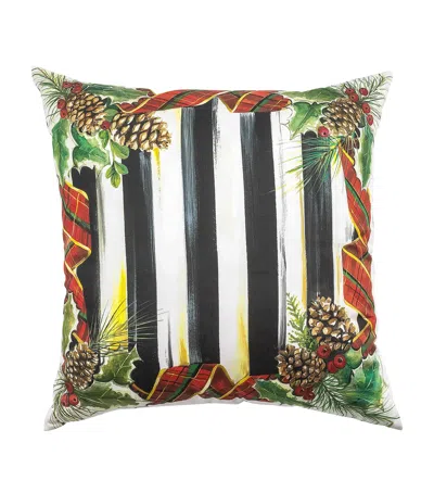 Mackenzie-childs Cotton Holly Stripe Cushion In Multi