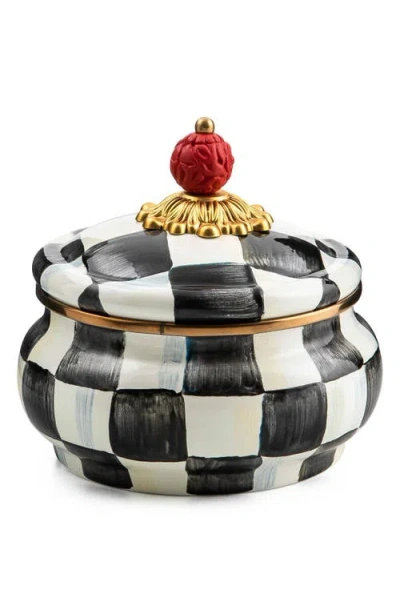 Mackenzie-childs Mackenzie Childs Courtley Check Enamel Squashed Canister