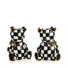 Mackenzie-childs Courtly Bear Salt & Pepper Set In Checker/gold