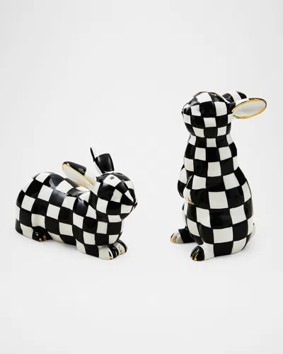 Mackenzie-childs Courtly Bunny Salt & Pepper Shaker Set In Black