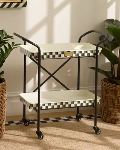 Mackenzie-childs Courtly Check 2-tier Kitchen Cart In Black