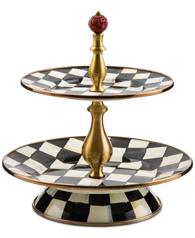 Mackenzie-childs Courtly Check 2-tier Sweet Stand In Transparent