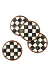 Mackenzie-childs Mackenzie Childs Courtly Check 4-pack Enamel Coasters In Black