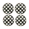 Mackenzie-childs Mackenzie Childs Courtly Check Set Of 4 Enameled Steel Appetizer Plates In Black/white