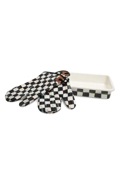 MACKENZIE-CHILDS MACKENZIE CHILDS COURTLY CHECK BAKING PAN & OVER MITTS SET