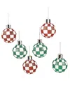 Mackenzie-childs Courtly Check Ball Ornaments, Set Of 6 In Multi