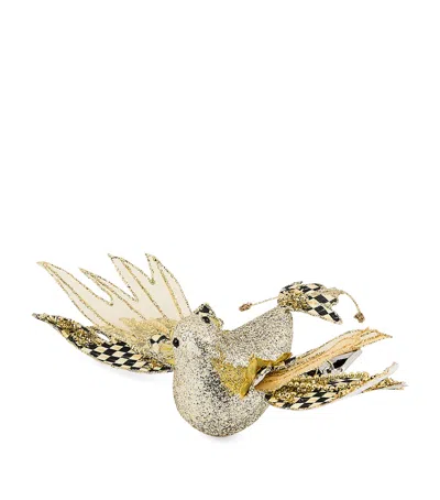 Mackenzie-childs Courtly Check Bird Tree Decoration In Gold