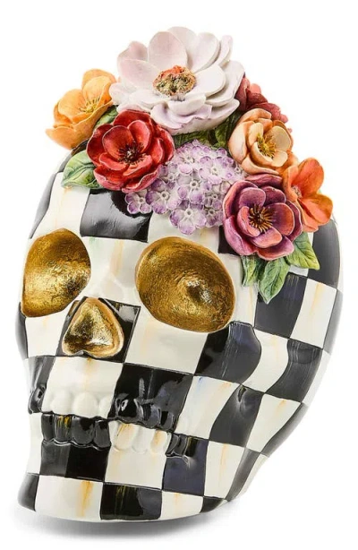 Mackenzie-childs Mackenzie Childs Courtly Check Cascade Floral Skull In Multi