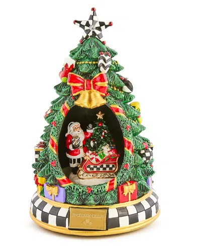 Mackenzie-childs Courtly Check Christmas Tree Santa Musical Display In Multi