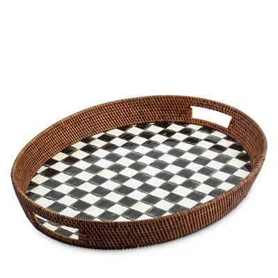 Mackenzie-childs Courtly Check Rattan Party Tray In Multi