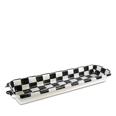 Mackenzie-childs Courtly Check Enamel Baguette Dish In Black
