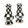 Mackenzie-childs Courtly Check Enamel Large Salt & Pepper Set In Black/white
