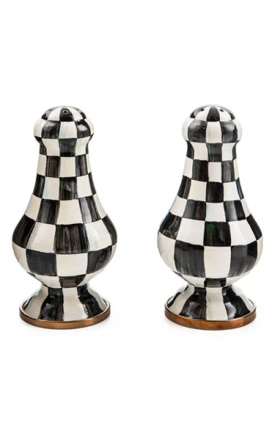 Mackenzie-childs Mackenzie Childs Courtly Check® Enamel Large Salt & Pepper Shaker Set In Black
