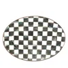 Mackenzie-childs Mackenzie Childs Courtly Check Medium Enameled Steel Oval Platter In Black