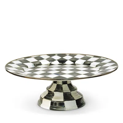MACKENZIE-CHILDS MACKENZIE-CHILDS COURTLY CHECK ENAMEL PEDESTAL PLATTER - LARGE
