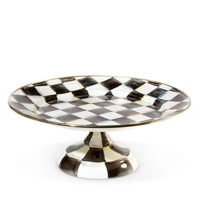 MACKENZIE-CHILDS MACKENZIE-CHILDS COURTLY CHECK ENAMEL PEDESTAL PLATTER - SMALL