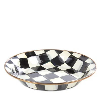 Mackenzie-childs Courtly Check Enamel Pie Plate In Black/white