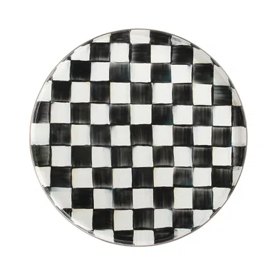 Mackenzie-childs Courtly Check Enamel Round Tray In Black/white
