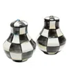 Mackenzie-childs Courtly Check Enamel Salt & Pepper Shakers In Black/white