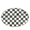 Mackenzie-childs Mackenzie Childs Courtly Check Medium Enameled Steel Oval Platter In Black/white