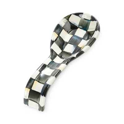 Mackenzie-childs Courtly Check Enamel Spoon Rest In Black