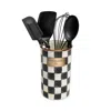 Mackenzie-childs Courtly Check Enamel Utensil Set In Black/white