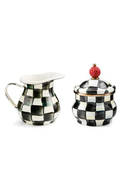 Mackenzie-childs Mackenzie Childs Courtly Check Enameled Steel Creamer & Sugar Set In Multi