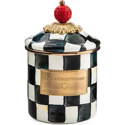 Mackenzie-childs Mackenzie Childs Courtly Check Enameled Steel Demi Canister In Black