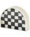 Mackenzie-childs Courtly Check Enamel Napkin Holder In Black,white