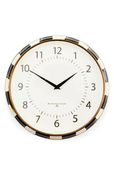 Mackenzie-childs Mackenzie Childs Courtly Check Enameled Steel School Wall Clock In Multi