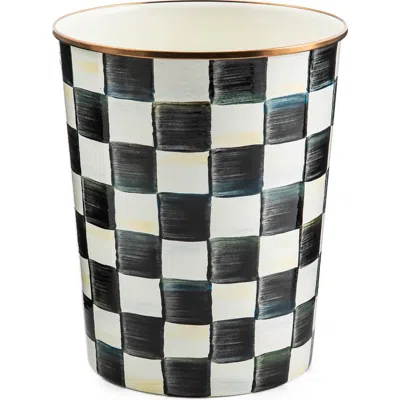 Mackenzie-childs Mackenzie Childs Courtly Check Enameled Steel Waste Bin In Black