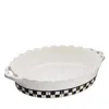 Mackenzie-childs Courtly Check Everyday Medium Oval Baking Dish In White