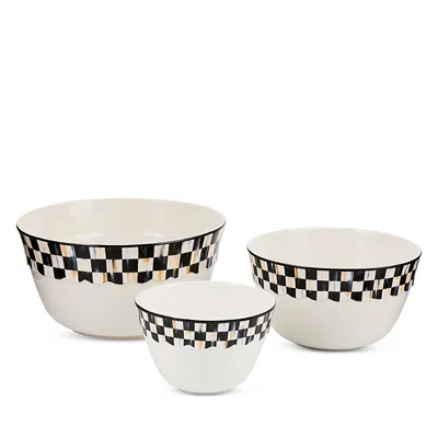 Mackenzie-childs Courtly Check Everyday Mixing Bowls, Set Of 3 In White