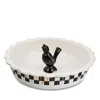 Mackenzie-childs Courtly Check Everyday Pie Plate With Pie Bird In White