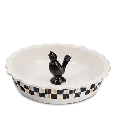 Mackenzie-childs Courtly Check Everyday Pie Plate With Pie Bird In White