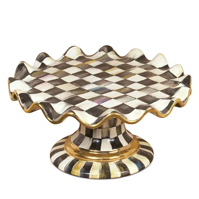MACKENZIE-CHILDS MACKENZIE-CHILDS COURTLY CHECK FLUTED CAKE STAND