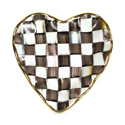 Mackenzie-childs Courtly Check Fluted Heart Plate In Brown