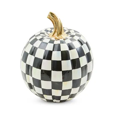 Mackenzie-childs Courtly Check Glossy Small Pumpkin In Black